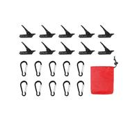 Tutoy Juego de abrazaderas para tienda de campaña, color negro, aleación de aluminio, 10 clips con 10 mosquetones, pinzas de fijación resistentes al viento para lona de camping al aire libre