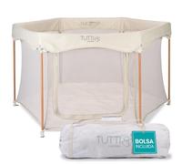Tutti Bambini Parque Infantil Bebe - Corralito Bebe Plegable con Paredes de Malla, Puerta con Cremallera, Colchoneta de Suelo y Bolsa de Transporte - 135 x 135 x 75 cm - (Crudo)