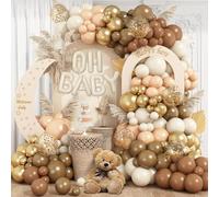TuttoAmore - Juego de 103 guirnaldas de globos bohemios para baby shower, decoraciones de arco de globos Oh Baby con globos dorados marrón nude, pancarta de aluminio, tira de globos para fiesta de