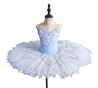 Tutú de Ballet Profesional Azul, Maillot de Ballet para niña con Falda de tutú Disfraz de Bailarina Estilo panqueque,B,130