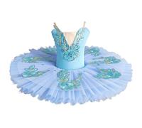 Tutú de Ballet Profesional Azul, Maillot de Ballet para niña con Falda de tutú Disfraz de Bailarina Estilo panqueque,A,130