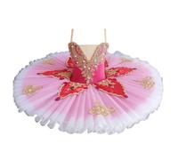 Tutú de Ballet Profesional para niñas, Falda tutú de Bailarina Leotardos de Ballet Vestido de competición Danza,Rojo,100