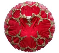 Tutú de Ballet Profesional para niñas, Plato de panqueque, tutú, Bailarina, Vestido de Fiesta, Traje de Baile de Ballet para niños,Rojo,130CM