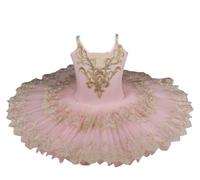Tutú de Ballet Profesional para Niñas, Tutú de Panqueque para Niños, Disfraz de Ballet, Vestido de Bailarina （170 cm）