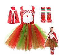 Tutu de para chicas altas de capa-sobremogaña con capa y guante | Disfraz de baile de Navidad, disfraz de fiesta, ropa festiva para niños de 2 a 12 años, ropa de invierno festiva
