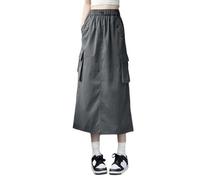 Tutu Disfraz de carnaval para mujer, falda midi con cintura alta en línea A, corte holgado, falda de trabajo para el día a día, estilo retro informal, fluido, cómodo traje de verano / otoño, gris, S