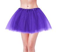 Tutu Morado Oscuro Mujer Adultos Falda Tul Niña Elástica de 3 Capas Falda de Ballet Disfraz de Carnaval Vestidos de Halloween Disfraz de los 80 Mujer Tutus para Correr dia de los Muertos