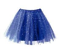 Tutú Mujer Azul Oscuro Falda Baile de Tul con Purpurina Estrellas Ballet Danza【Talla Adulto Longitud 40 cm】 Tutús Colores para Fiestas de Disfraces Princesas Hadas Unicornios Bailarinas