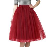 Tutu Mujer, Falda De Rendimiento para Mujer, Informal, CláSica, Elegante, Color Verde SóLido (Red, One Size)