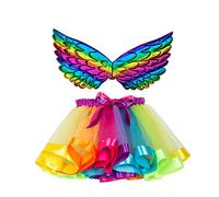 Tutú Rojo Niña, Kids Party Toddler Skirt + Wing Dance Costume Ballet Christmas Sets Girls Tutu Girls DressFalda (Multicolor, 5-8 Years)
