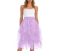 Tutu Skirts for Women Frilly Elastic Midi Tulle Skirt Women's Adult Classic 3 Layered 80s Fancy Dress Ladies Girls Dance Costume Dress-up Dresses for Party Dance
