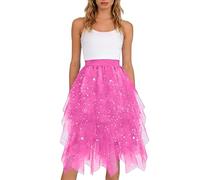 Tutu Skirts for Women Frilly Elastic Midi Tulle Skirt Women's Adult Classic 3 Layered 80s Fancy Dress Ladies Girls Dance Costume Dress-up Dresses for Party Dance