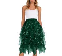Tutu Skirts for Women Frilly Elastic Midi Tulle Skirt Women's Adult Classic 3 Layered 80s Fancy Dress Ladies Girls Dance Costume Dress-up Dresses for Party Dance