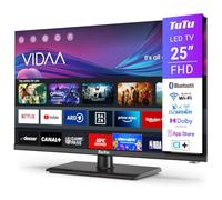 TuTu Smart TV 25 Pulgadas, FHD LED Televisor con WiFi, Bluetooth, LAN, App Store, Sintonizador Digital, Prime Video, Netflix, Youtube, DAZN, Disney+, Pluto TV y Más