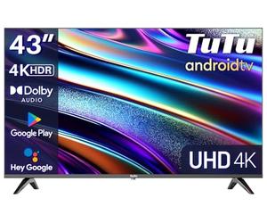 TuTu Smart TV 43 Pulgadas 4K UHD WiFi Bluetooth LED Android Televisor con Chromecast, Google Assistant, DVB-T2/S2/C - TUS43UQ1A