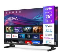 TuTu TUV25FQ1B Smart TV 25 Pulgadas, Full HD Televisor con LED Pantalla, Wi-Fi, App Store, Sintonizador Digital, Prime Video, Netflix, Youtube, DAZN, Pluto TV y Más