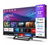 TuTu TUV32FN1B Smart TV 32 Pulgadas, Full HD Televisor con LED Pantalla, Wi-Fi, Bluetooth, App Store, Sintonizador Digital, Prime Video, Netflix, Youtube, DAZN, Pluto TV y Más