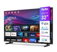 TuTu TUV32HQ1B Smart TV 32 Pulgadas, HD Televisor con LED Pantalla, WLAN, App Store, Sintonizador Digital, Prime Video, Netflix, Youtube, DAZN, Disney+, Pluto TV y Más