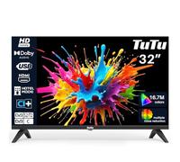 TuTu TV 32 Pulgadas LED HD Sin Marco Televisor con Sintonizador Digital DVB-T/T2-C-S/S2, HDMI, USB Grabador Reproductor, Modo Hotel (TUB32HN1N, 2024)