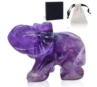 Tutukyle Adorno de Talla de Elefante de Cristal Amatista, Estatuilla Decorativa, Maravillosa y Sorprendente Figura de Bolsillo para Feng Shui, para Decoración de Oficina en Casa 1.5 Inch