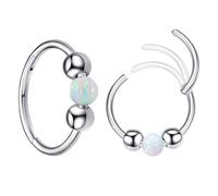Tutukyle Pendientes de aro para mujeres y hombres, aros de nariz, aros de ópalo para nariz, 8 mm/10 mm, aros pequeños para dormir, bisagra de acero quirúrgico 316L, aretes de aro para nariz, labio