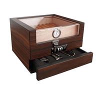 TUTUNES &Wudytim - Humidificador de cigarros, hecho a mano, caja de cigarros de cedro español de 270° con sistema de humidificación fácil, higrómetro digital preciso