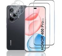 TUTUO Paquete de 2 + 2 protectores de pantalla de vidrio templado para Honor 400 Pro 5G + protector de lente de cámara, [antiarañazos] [sin burbujas] película de vidrio templado HD transparente de