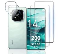 TUTUO Protector de Pantalla para Xiaomi Redmi Note 14 Pro Plus/Pro+ 5G, 2 Piezas 3D Cristal Templado + 2 Piezas Protector de Lente de Cámara, Antiarañazos, 9H Dureza 3D Vidrio Templado