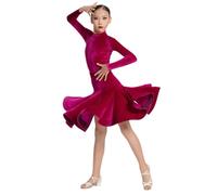 Tutús de Ballet Latino para niñas, Vestidos de Terciopelo navideños para niñas, Vestidos de Rumba, Samba y Tango,Purple 1,120cm