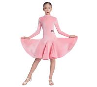 Tutús de Ballet Latino para niñas, Vestidos de Terciopelo navideños para niñas, Vestidos de Rumba, Samba y Tango,Rosado,150cm