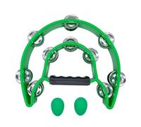 Tutuxio Pandereta y huevo de doble fila, jingles de metal, panderetas de mano de percusión de media luna con agarre de mango, instrumento musical, regalo para adultos, fiesta de karaoke