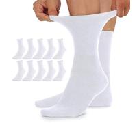 TUUHAW 10 Pares Calcetines Hombre 47-50 Algodón Calcetines Sin Goma Hombre Mujer Para Diabéticos Sin Elástico Blanco Invierno No Compresión Extra Ancho