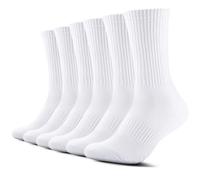TUUHAW 6 Pares Calcetines Hombres Mujer de Algodón para Calcetines de Deporte Calcetines para Hombres Blanco 35-38