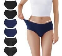 TUUHAW Bragas de algodón elástico para Mujer (6 Unidades) Negro+Azul Oscuro+Gris Oscuro-S