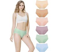TUUHAW Bragas Mujer Cintura Midi Braguitas Algodón Pack de 6 Multicolor-2-M