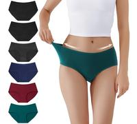 TUUHAW Bragas Mujer Cintura Midi Braguitas Algodón Pack de 6 Multicolor-5-M