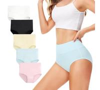 TUUHAW Braguita de Talle Alto Algodon para Mujer Pack de 5 Culotte Bragas de Cintura Alta Comodo, Multicolor, XL