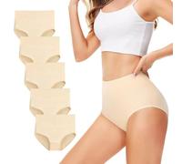 TUUHAW Braguita de Talle Alto Algodón para Mujer Pack de 5 Culotte Bragas de Cintura Alta Cómodo Talla Piel M