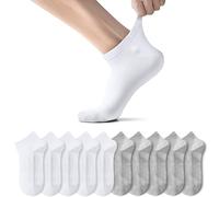 TUUHAW Calcetines de Deporte Mujer Hombre 10 pares Medio Cortos Calcetin Zapatilla Transpirable Blanco Gris 35-38