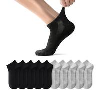 TUUHAW Calcetines de Deporte Mujer Hombre 10 pares Medio Cortos Calcetin Zapatilla Transpirable Negro Gris 47-50