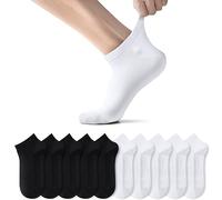TUUHAW Calcetines de Deporte Mujer Hombre 10 pares Medio Cortos Calcetin Zapatilla Transpirable Negro Blanco 35-38