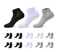 TUUHAW Calcetines de Deporte Mujer Hombre 10 pares Medio Cortos Calcetin Zapatilla Transpirable Negro Blanco Gris 43-46