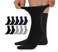 TUUHAW Calcetines Hombre 39 42 Calcetines Mujer 39 42 10 Par Diabéticos Algodon Sin Elástico No Compresión Extra Ancho Negro Gris Azul Oscuro
