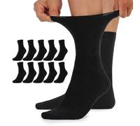 TUUHAW Calcetines Hombre 43-46 Calcetines Diabéticos Algodon Mujer Sin Goma Sin Elástico Diabéticos Negro Invierno No Compresión Extra Grande 10 Pares