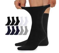 TUUHAW Calcetines Hombre 47-50 No Elásticos 10 Pares Algodón Diabéticos Sin Compresión Extra Ancho Negro Blanco Gris Azul Oscuro Invierno