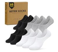 TUUHAW Calcetines Invisibles 10 Pares para Hombre y Mujer Tobilleros de Algodón Blancos Negros Gris con Silicona Antideslizante para Deportes Ocio