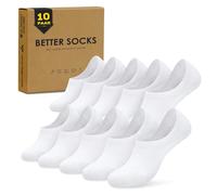 TUUHAW Calcetines Invisibles para Hombre y Mujer - 10 Pares Tobilleros de Algodón, Blancos, Negros y Gris con Silicona Antideslizante para Deportes y Ocio