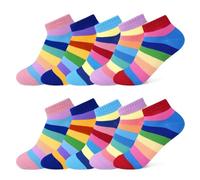 TUUHAW Calcetines Niño 35-38 Cortos Algodón Calcetine con Multicolor Rayas Calcetines Graciosos Calcetine Tobilleros Casa Niña