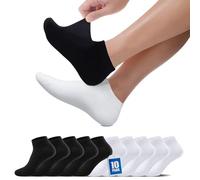 TUUHAW Calcetines Tobilleros Hombre 43-46 - Verano Running Ciclismo Bajos De Deporte Negro & Blanco 10 Pares