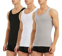 TUUHAW Camiseta Tirantes Hombre de Algodón 100% Pack de 3 Sin Mangas Cómodo Tank Top Gym Negro Blanco Gris 2XL
